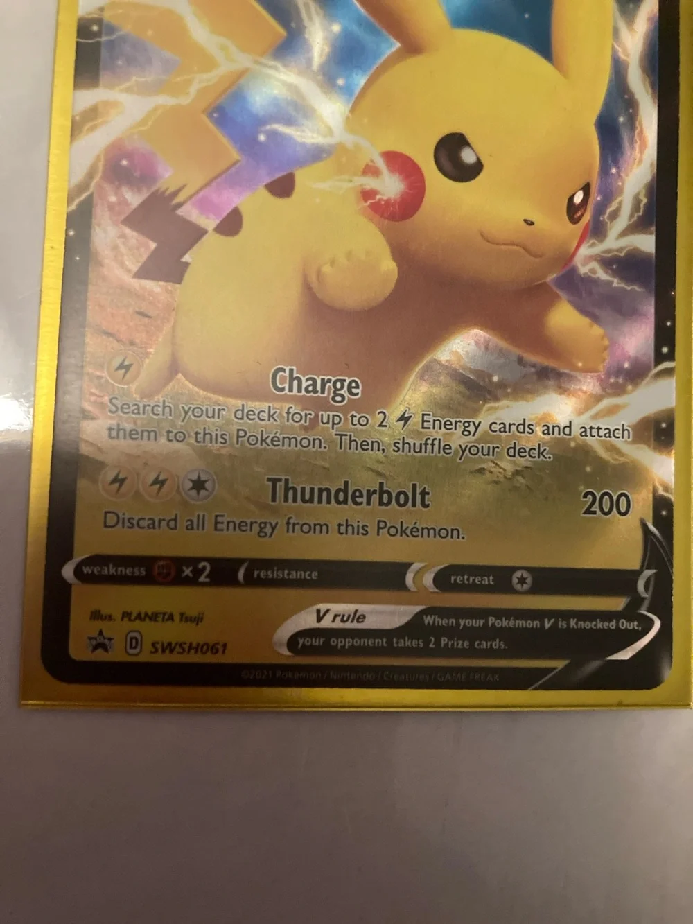 Pokemon Pikachu V Gold Foil Card - Yellow & Blue Holo